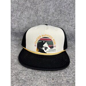 Pendleton Glacier National Park Hat Cap Snap Back Trucker Rope Mens Black White